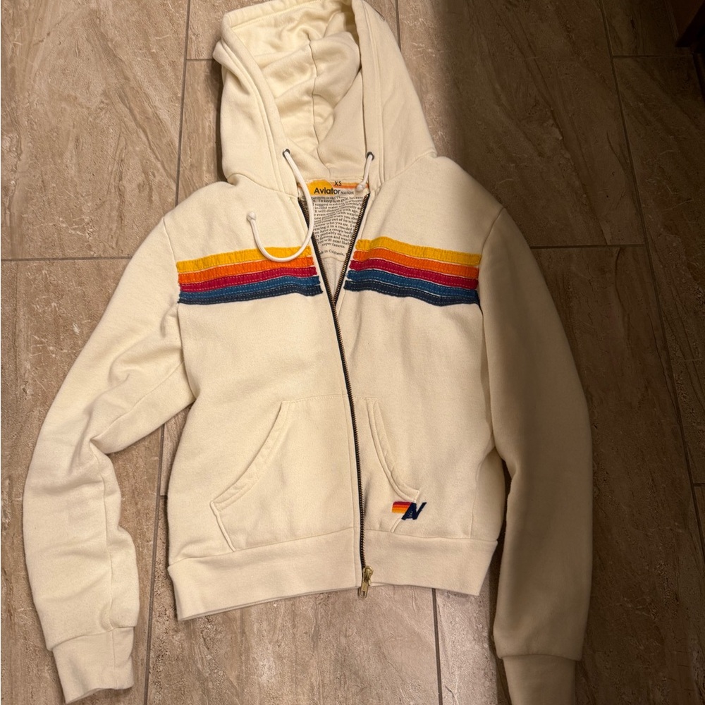 Aviator Nation Cream Hoodie Jacket